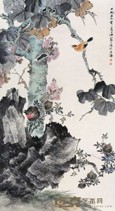 江寒汀 1957年作 花鸟 立轴 84×155cm